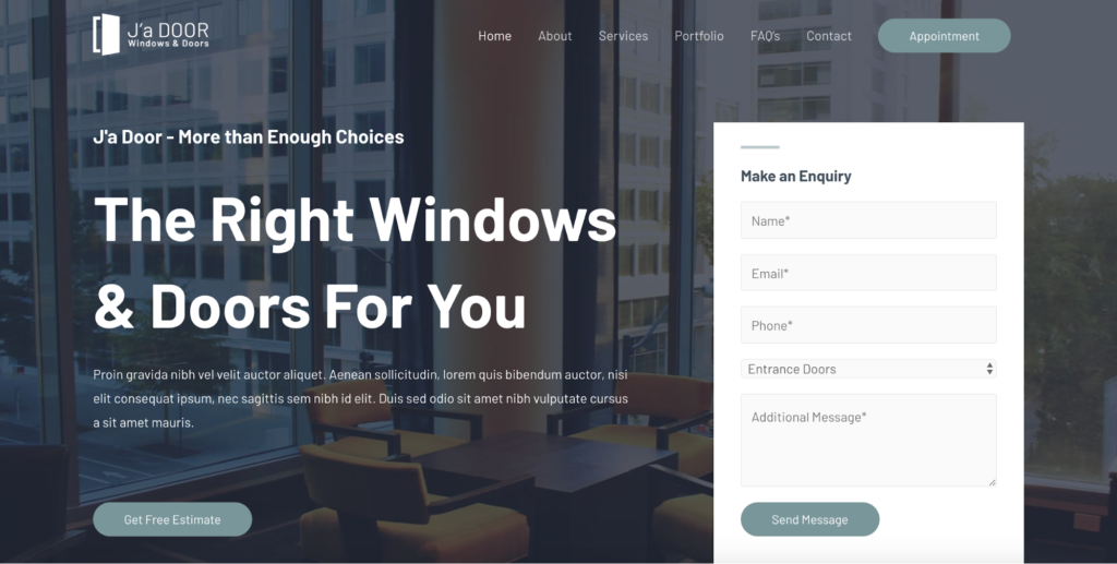 windows and doors services - template elementor