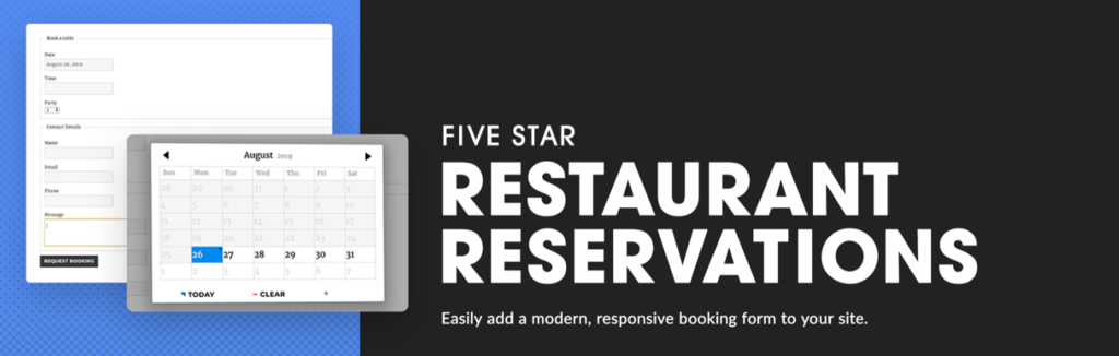 five star restaurant reservations plugin wordpress