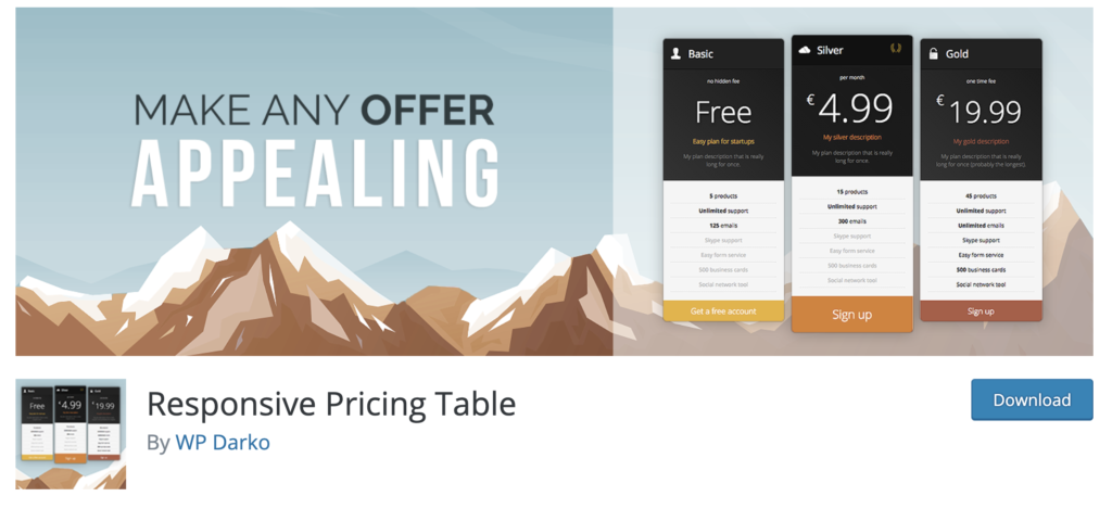 responsive pricing table - best pricing table plugin for wordpress