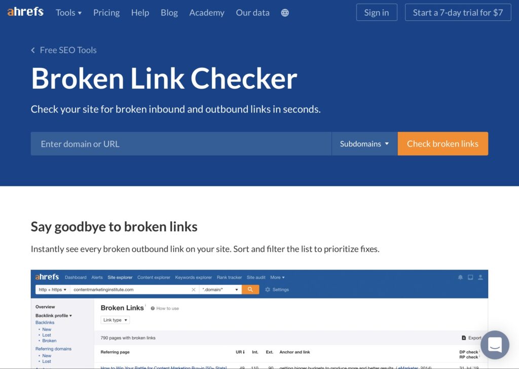how to find broken links using ahrefs