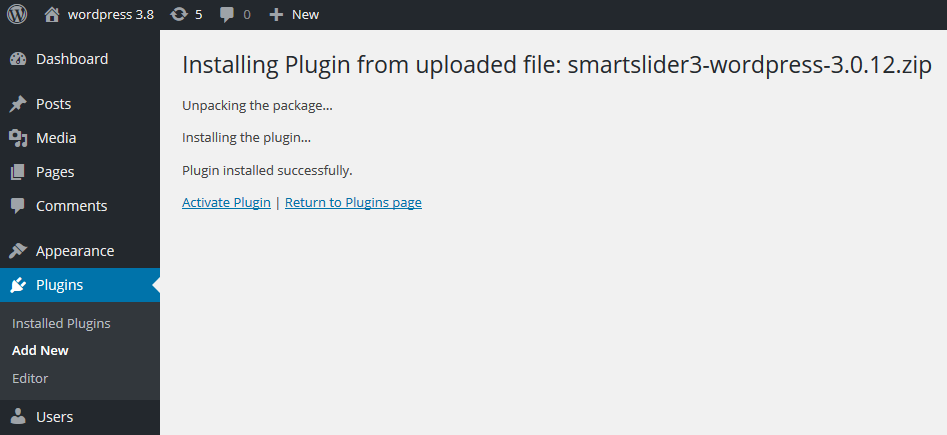 Smart slider - install plugin