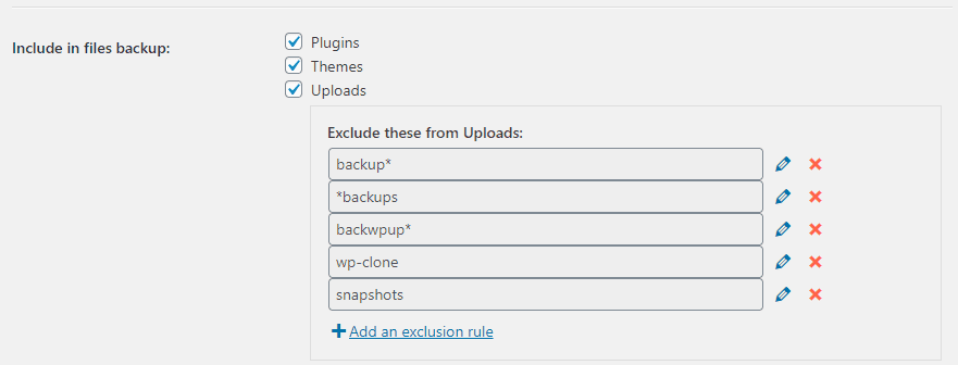 UpdraftPlus - include in files backup