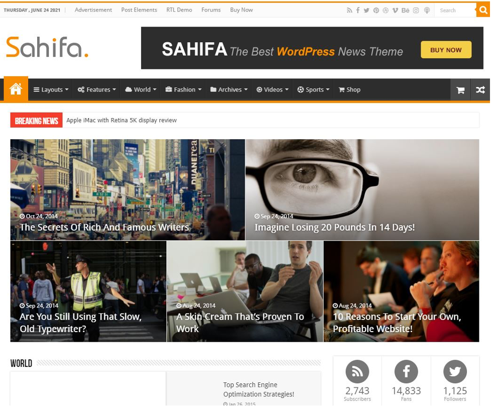 Sahifa WordPress magazine theme