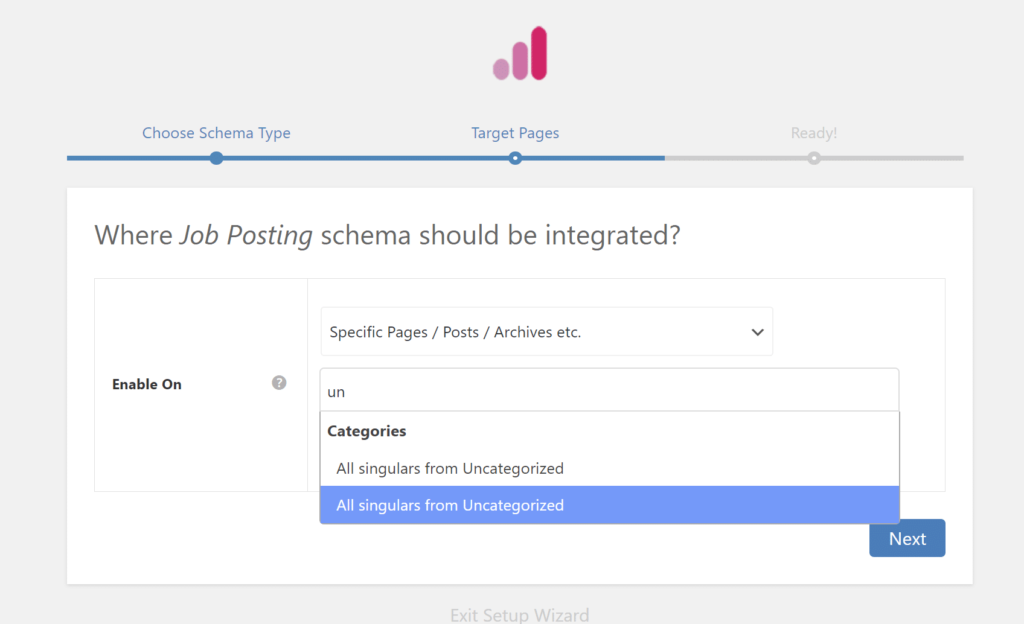 Schema Pro - target pages enabled on