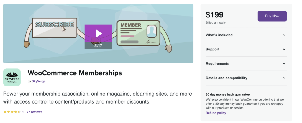 WooCommerce Memberships WordPress membership plugin