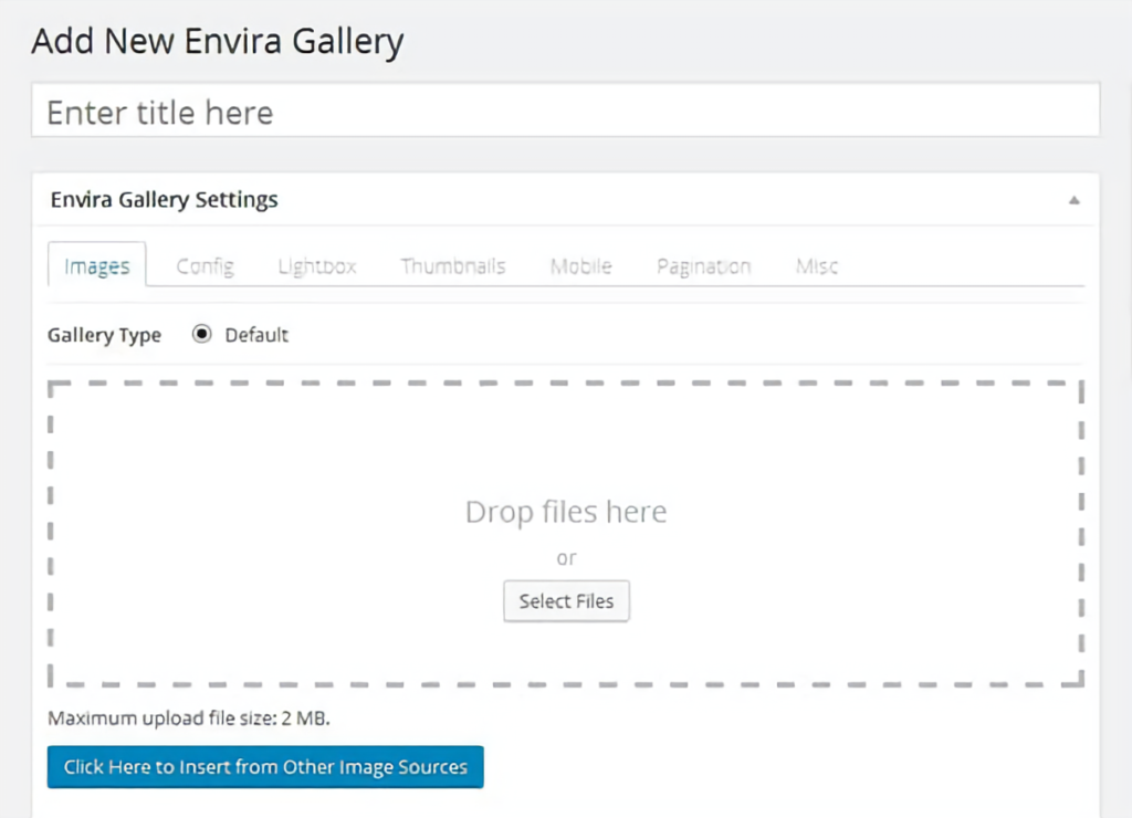 Envira Gallery - add new