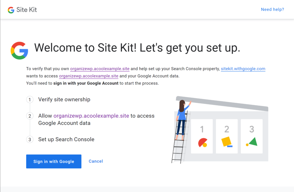 Google Site Kit - setup