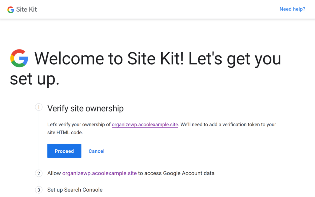 Google Site Kit - verify site ownership