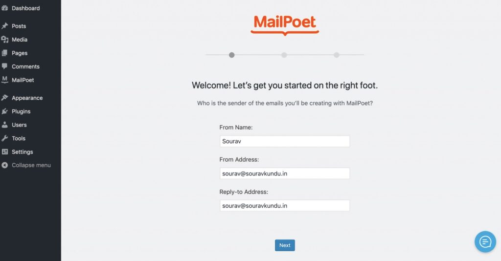 MailPoet - welcome
