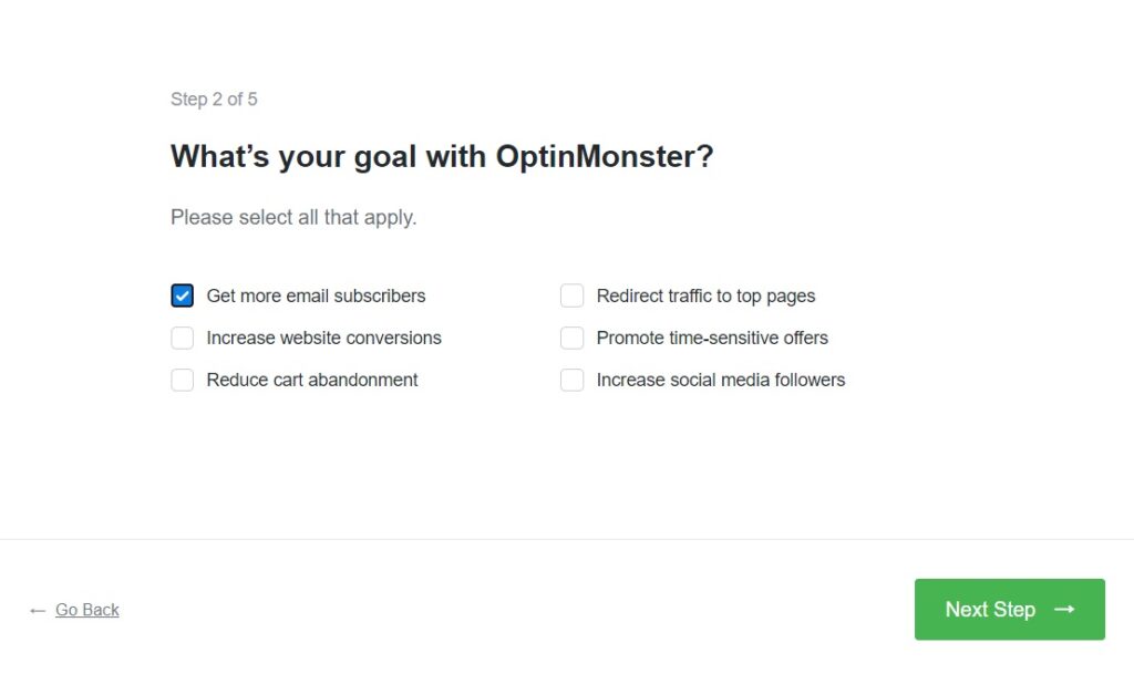OptinMonster - step 2