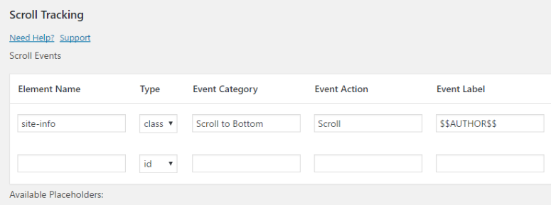 WP Google Analytics Events Pro - scroll tracking