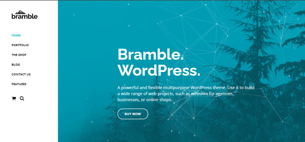 Bramble WordPress themes with sidebar navigation