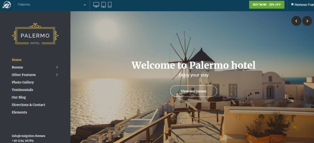 Palermo WordPress themes with sidebar navigation