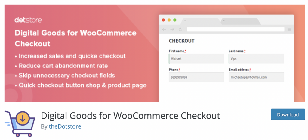 Digital Goods for WooCommerce Checkout