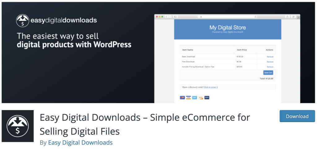 Easy Digital Downloads wordpress shopping cart