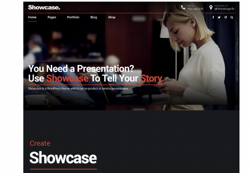 Showcase Full Page WordPress Theme