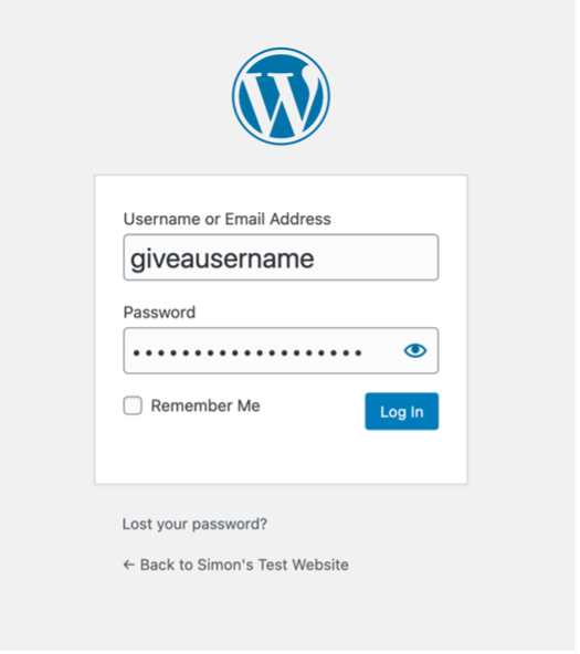 WordPress login mask