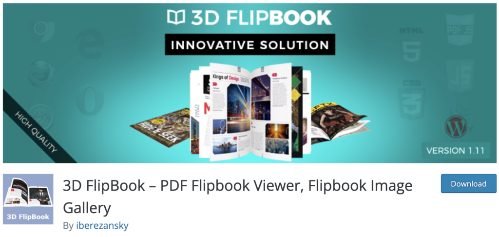 Screenshot of 3D Flipbook plugin