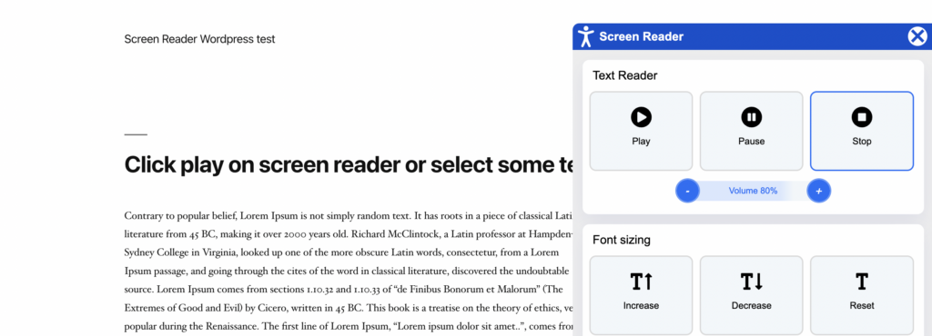 Screenshot of  Screen Reader