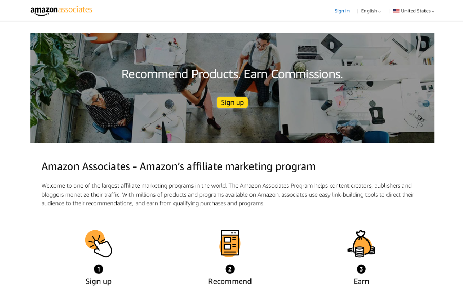Amazon Associates Screenshot