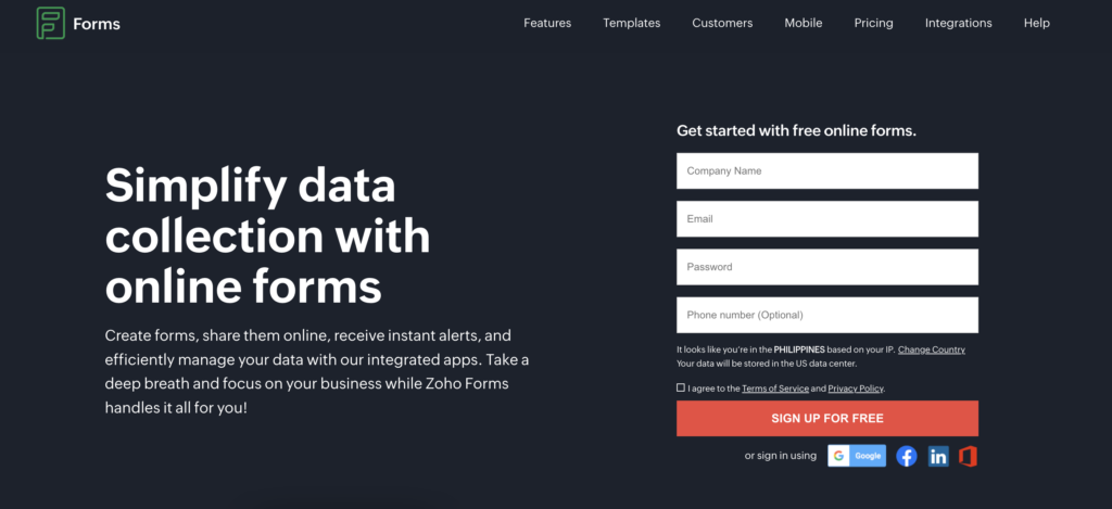 Zoho Forms screenshot