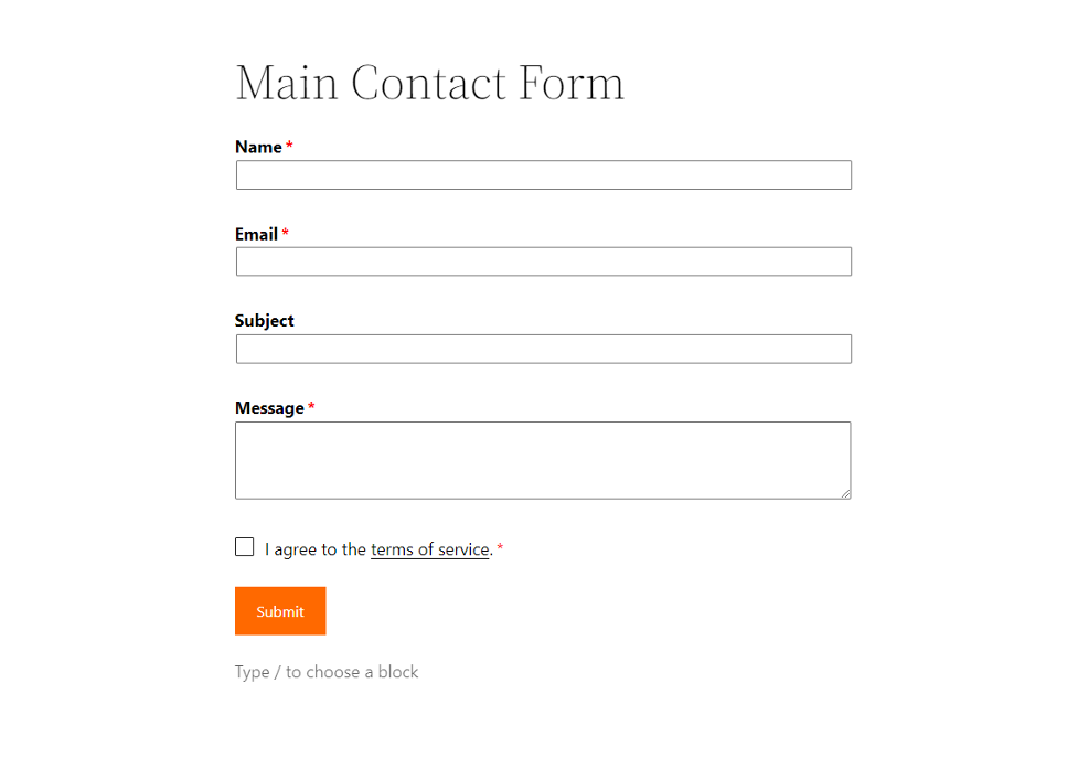 Main Contact Form 