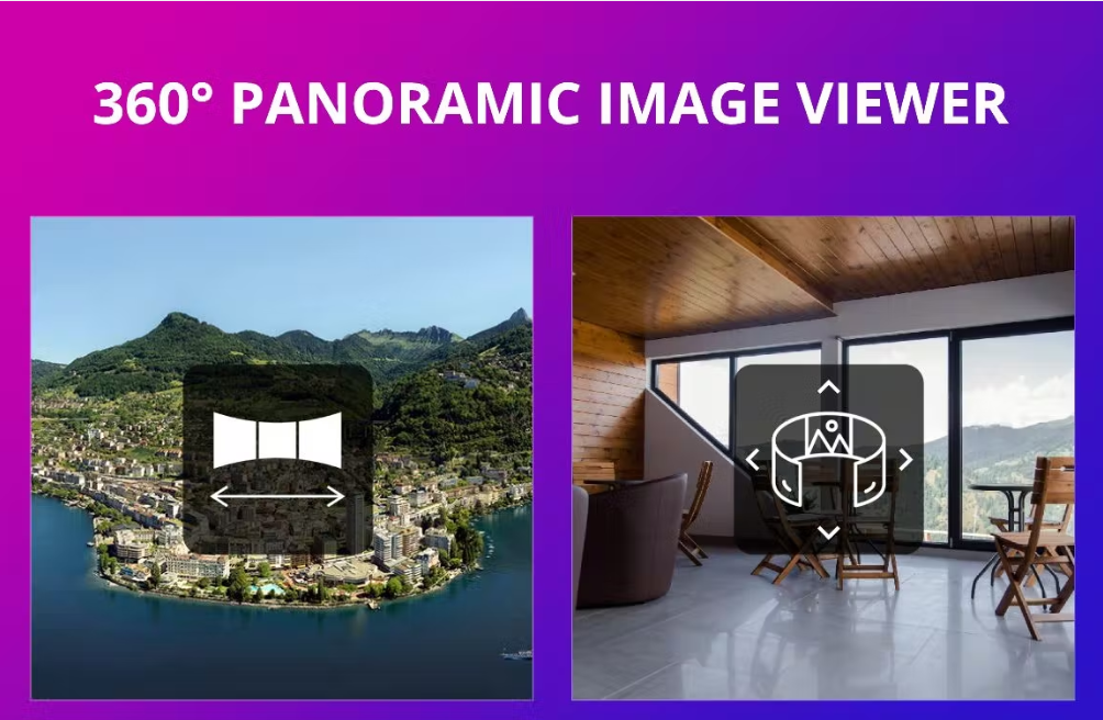  flat 360° panoramic image viewer for wordpress