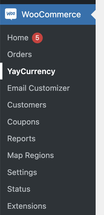 yaycurrency configuration in wordpress