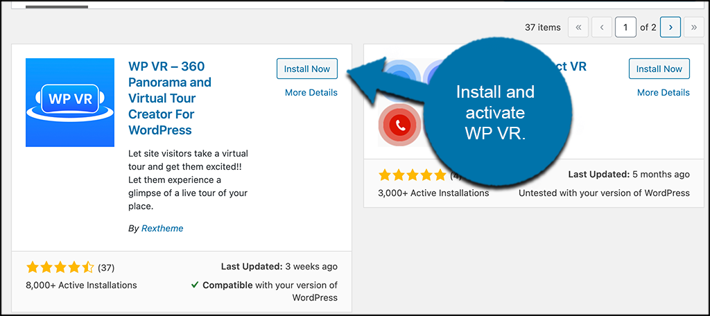 wp vr plugin install & activate