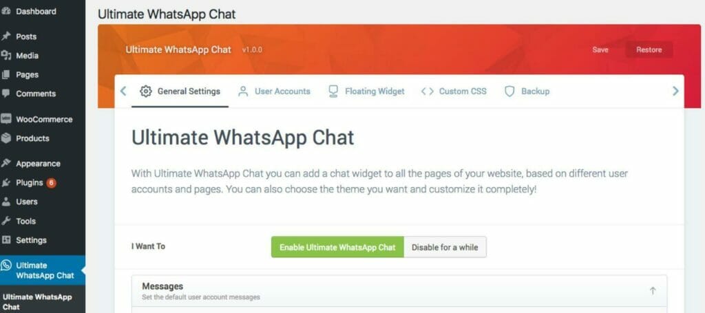 Ultimate Whatsapp chat plugin