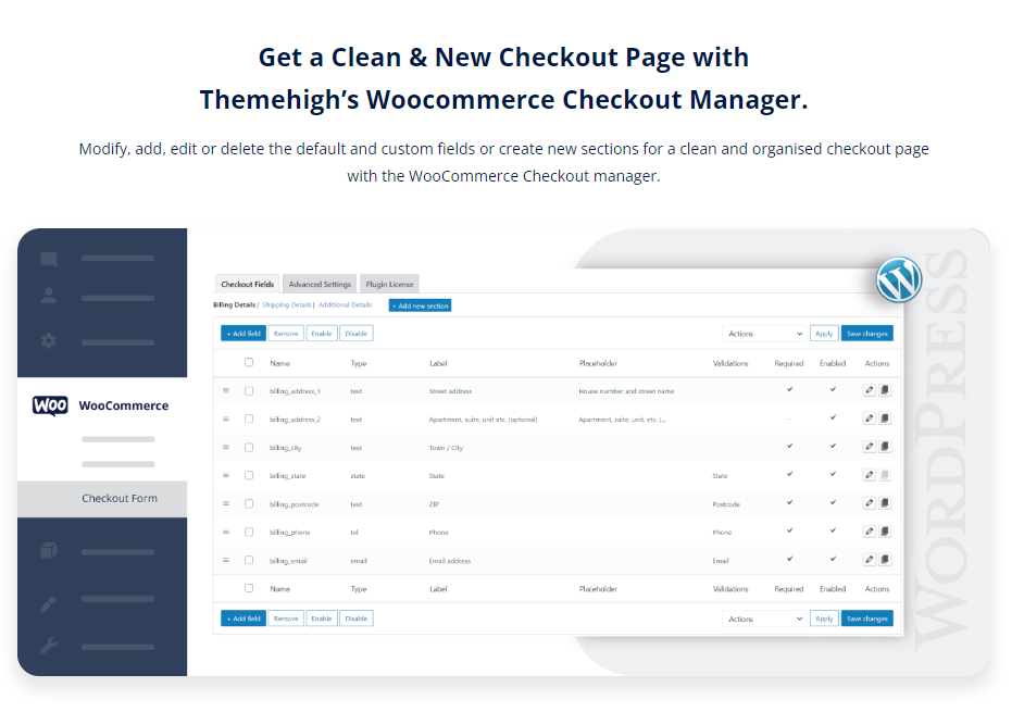 checkout field editor for woocommerce plugin by themehigh