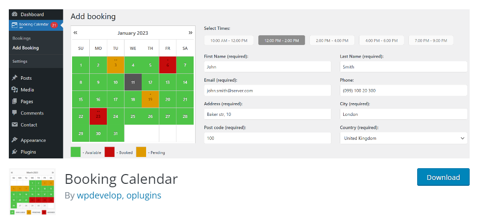 booking calendar by wpdevelop, oplugins wordpress plugin