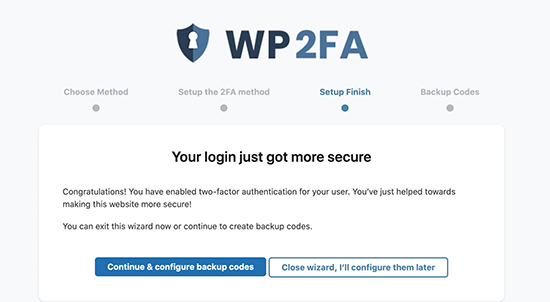 wp 2fa - steps for two-factor authentication step 7