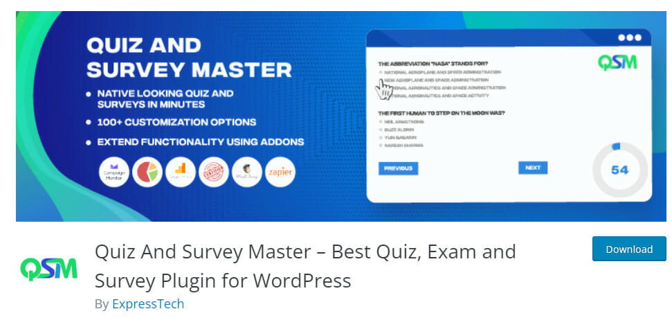 quiz and survey master - feedback plugin for wordpress