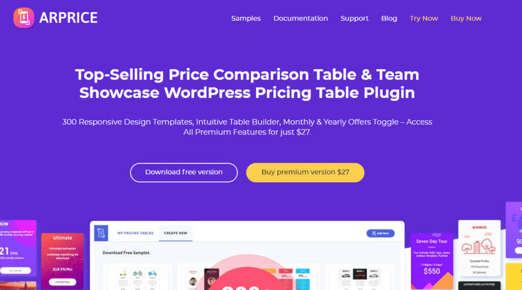 arprice - price table plugin for wordpress