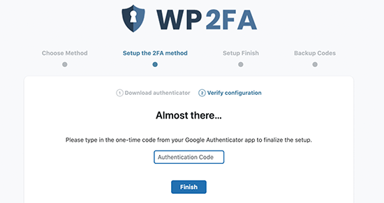 wp 2fa - steps for two-factor authentication step 6