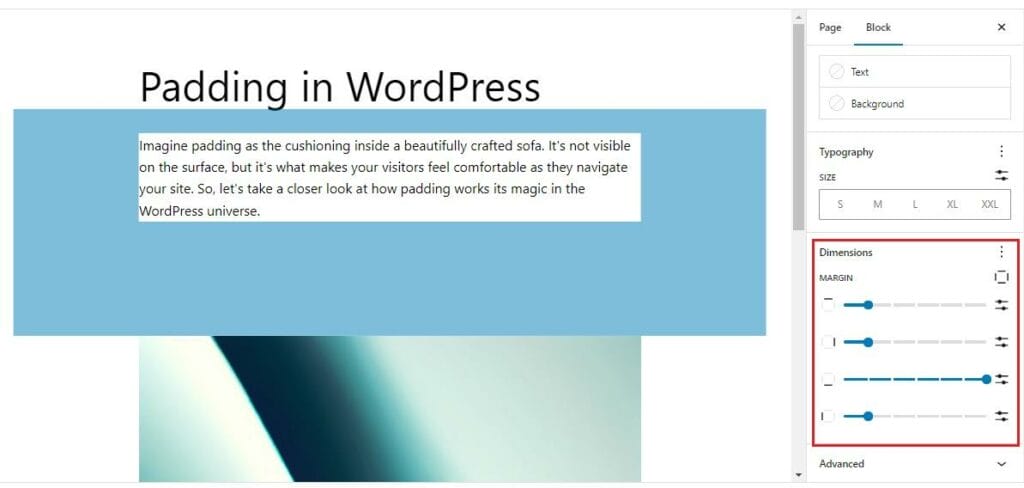Padding in WordPress - Dimensions