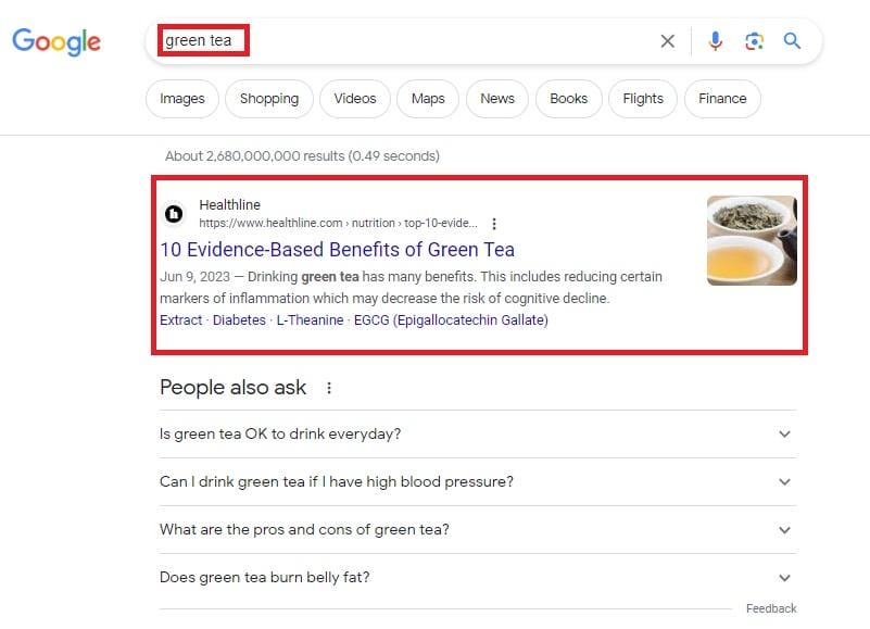 searching for "green tea"