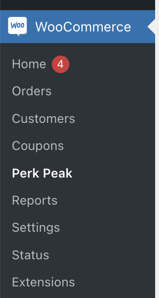 Perk Peak in the WooCommerce section