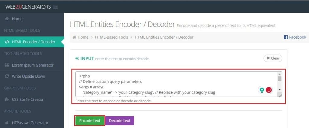 HTML entities encoders
