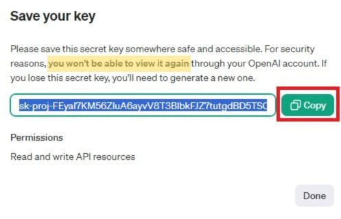 Save API Key